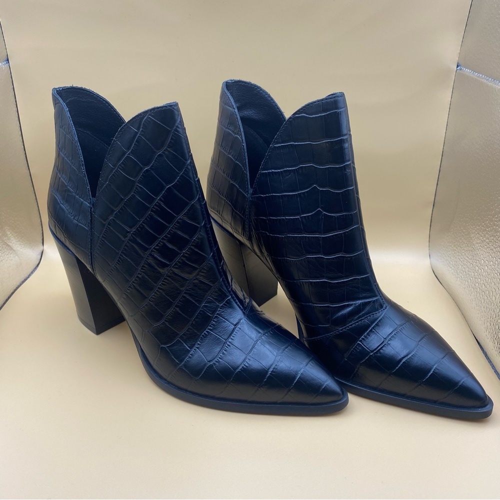 New! Aldo Amodia  Croc Ankle Booties- Block Heel Black- Size 8.5 - Picture 11 of 15